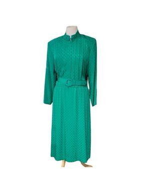 ❤️Petite Focus checkerboard green dress size 16 excellent vintage condition